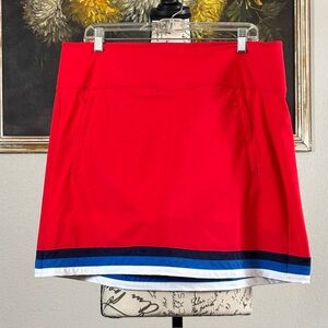 Kinona Athletic Skort Skirt Red Zip Pockets Mesh Lined Golf Tennis Size XL